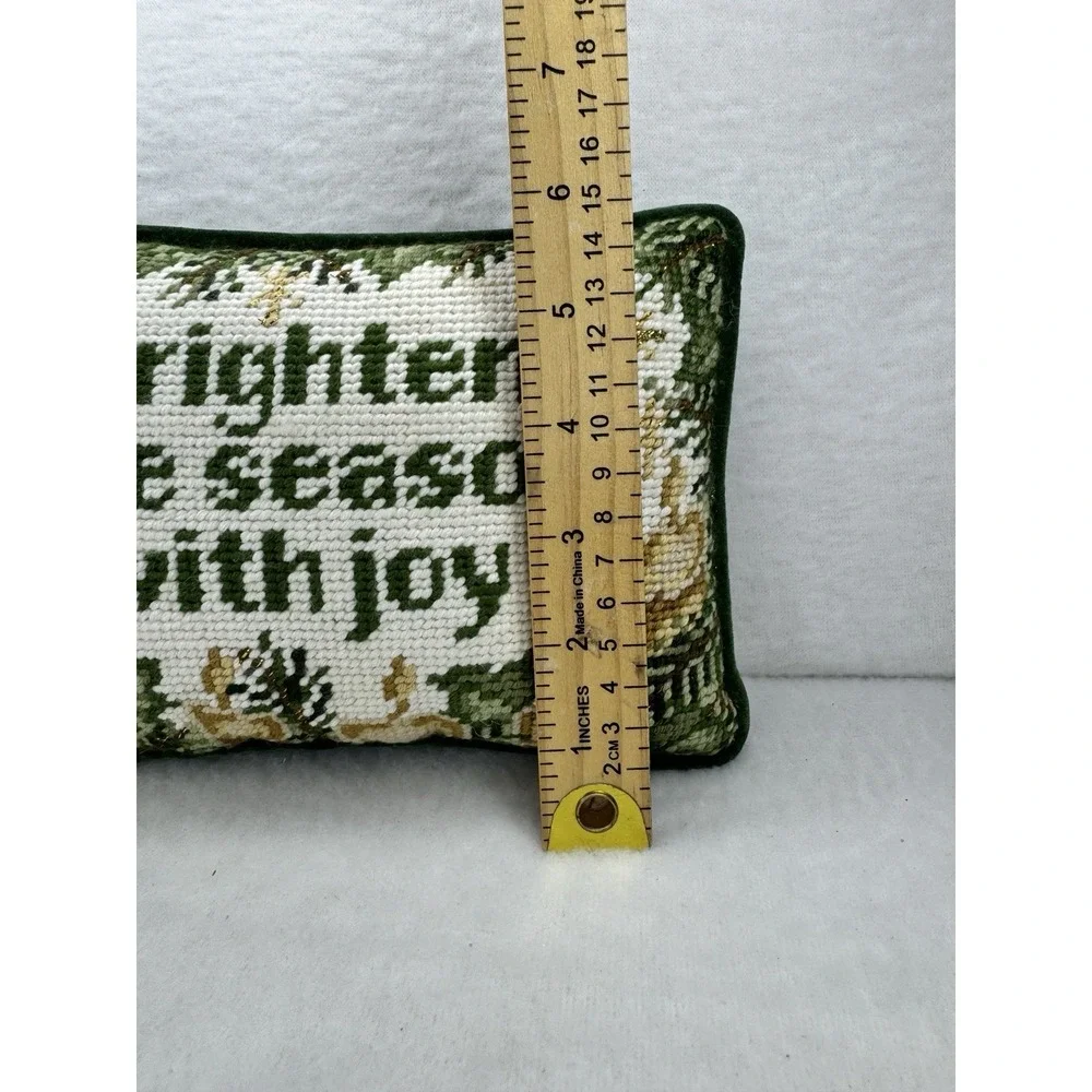 Vintage Needlepoint Pillow Brighten The Season Christmas Decor